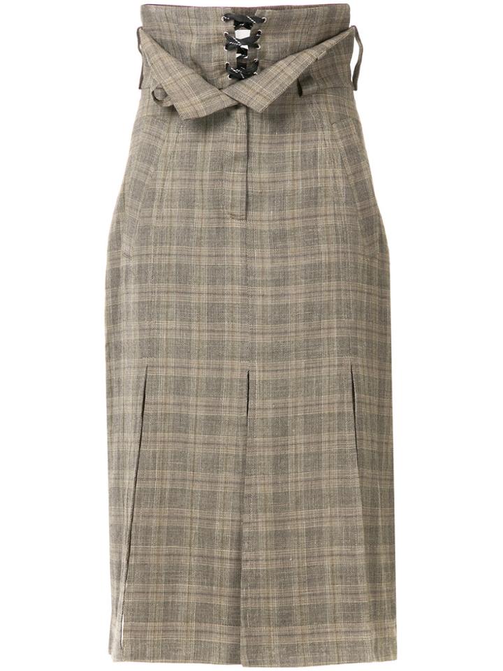 Anne Sofie Madsen High-waisted Check Skirt - Brown