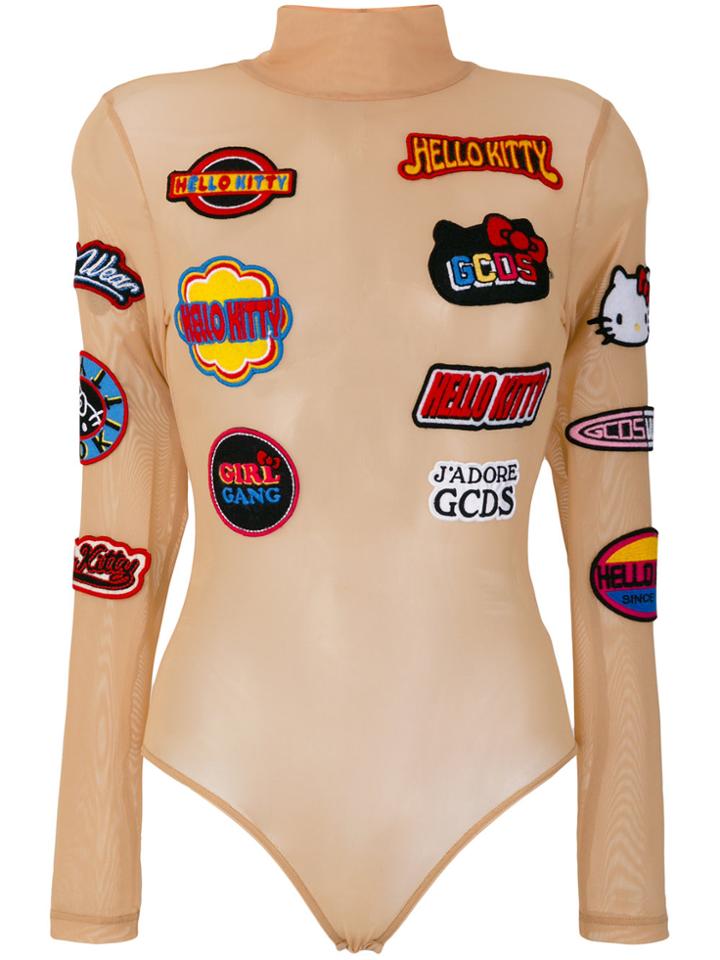 Gcds Patch Embroidered Bodysuit - Nude & Neutrals