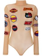 Gcds Patch Embroidered Bodysuit - Nude & Neutrals