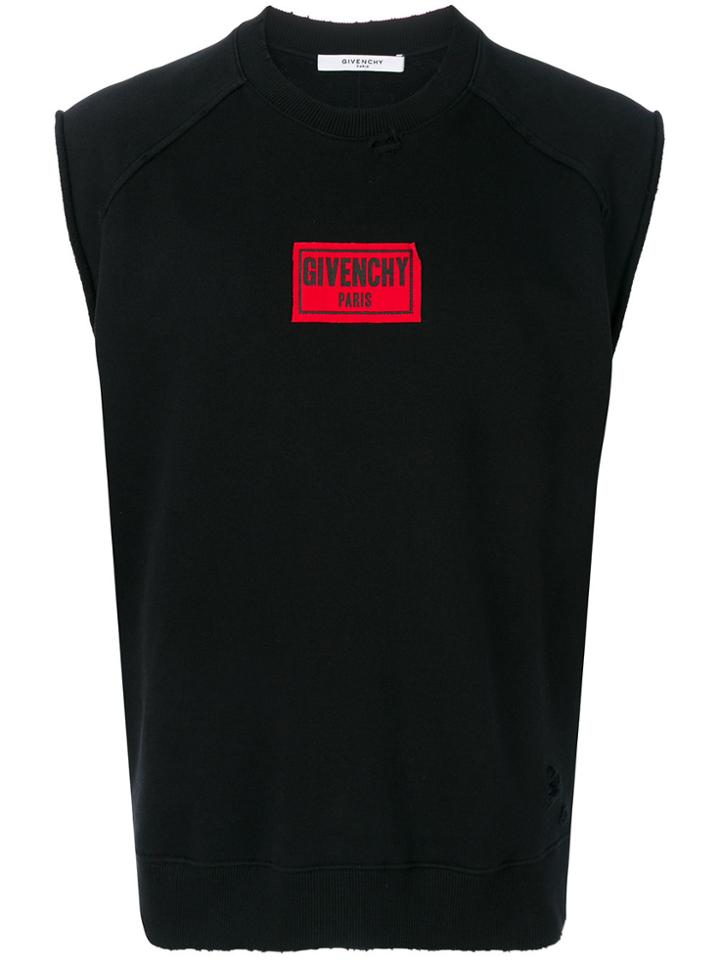 Givenchy Distressed Logo Patch Tank Top - Black