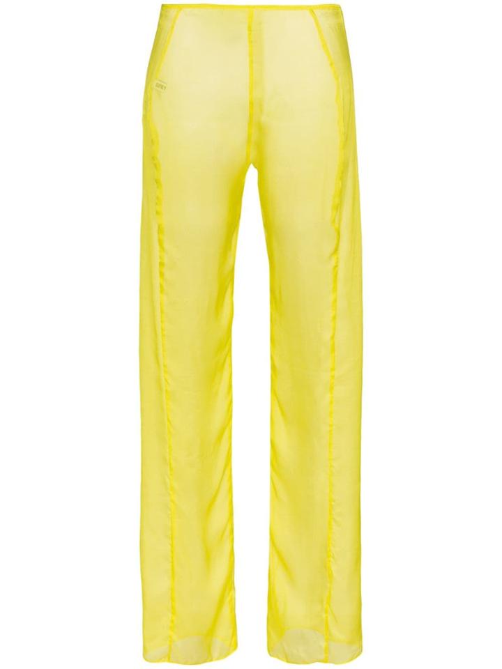 Supriya Lele Wide Leg Silk Chiffon Trousers - Yellow & Orange