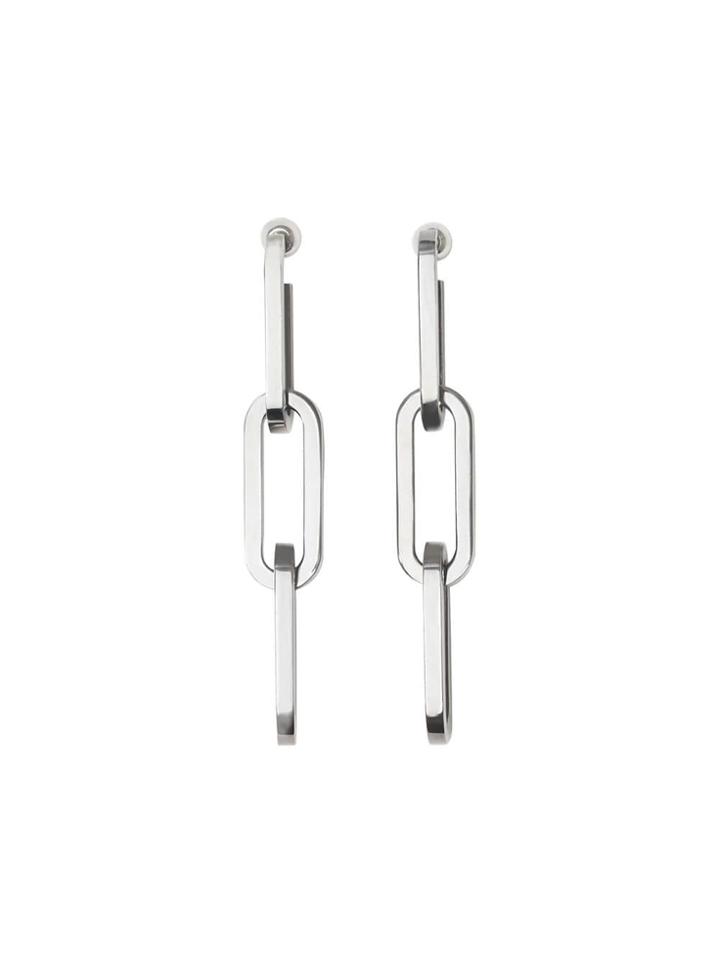 Burberry Ruthenium-tone Gold-plated Link Drop Earrings - Silver