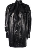 Isabel Marant Patent Tie Neck Mini Shirt Dress - Black