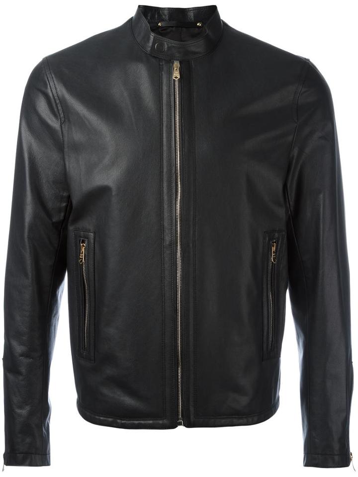 Paul Smith Zip Up Jacket, Men's, Size: Large, Black, Leather/polyester
