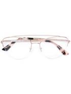 Mcq By Alexander Mcqueen Eyewear Cat Eye Aviator Glasses - Metallic
