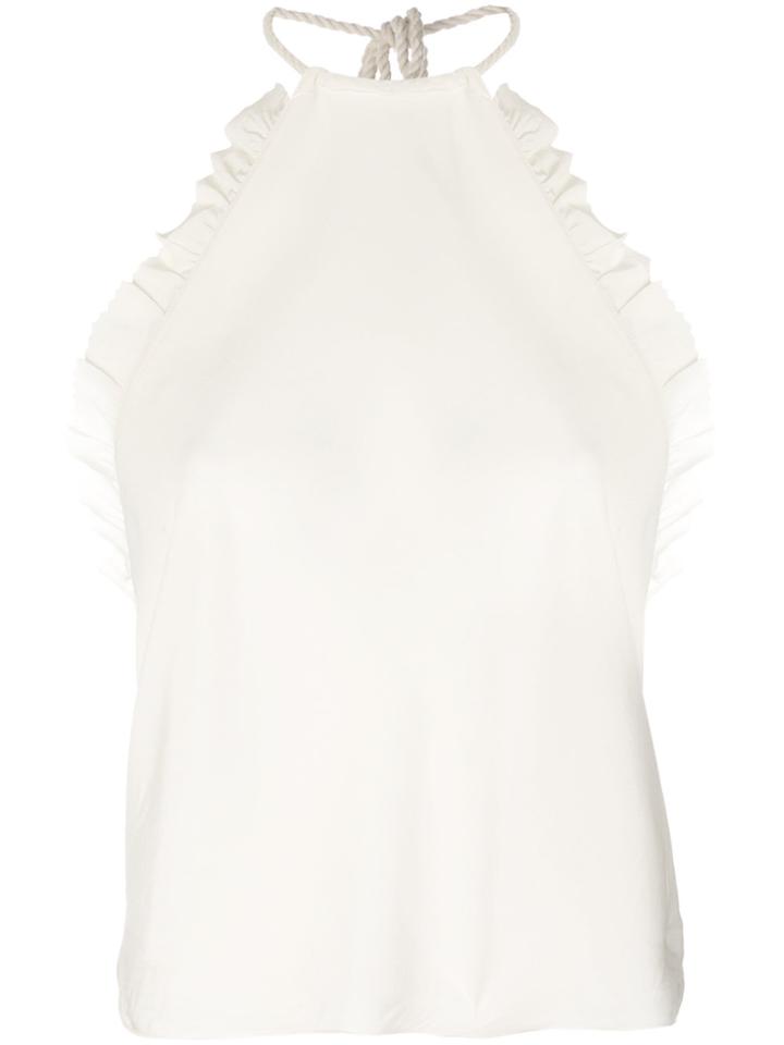 Red Valentino Cropped Ruffle Trim Halterneck - Nude & Neutrals