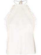 Red Valentino Cropped Ruffle Trim Halterneck - Nude & Neutrals