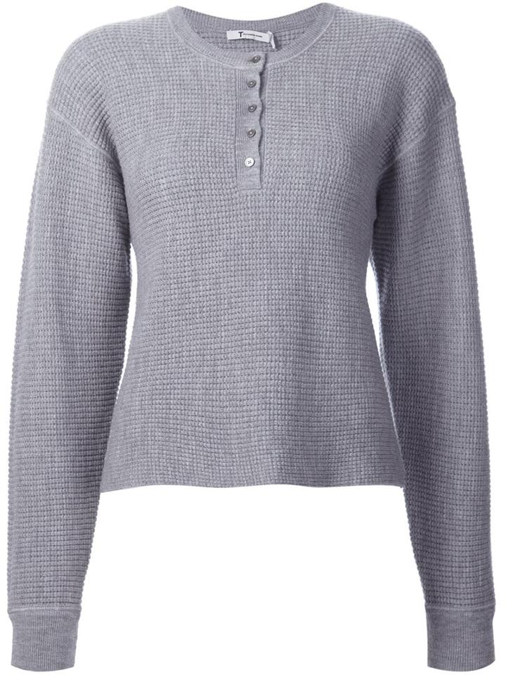 T By Alexander Wang Waffle Knit Jumper, Women's, Size: Xs, Grey, Merino