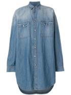 Diesel Black Gold Long Line Faded Denim Shirt - Blue