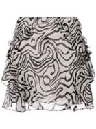 Derek Lam 10 Crosby - Printed Frill Trim Mini Skirt - Women - Silk - 0, Nude/neutrals, Silk