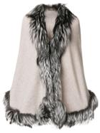 N.peal Fur Trimmed Cape - Nude & Neutrals