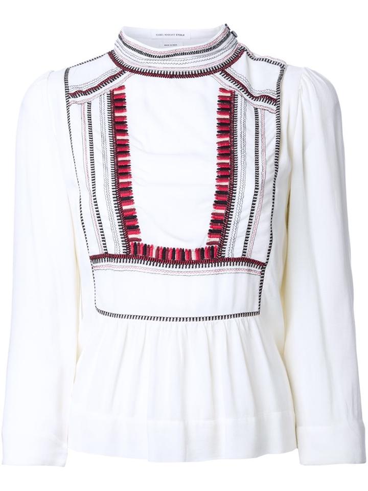 Isabel Marant Étoile 'cerza' Embroidered Blouse, Women's, Size: 38, White, Viscose