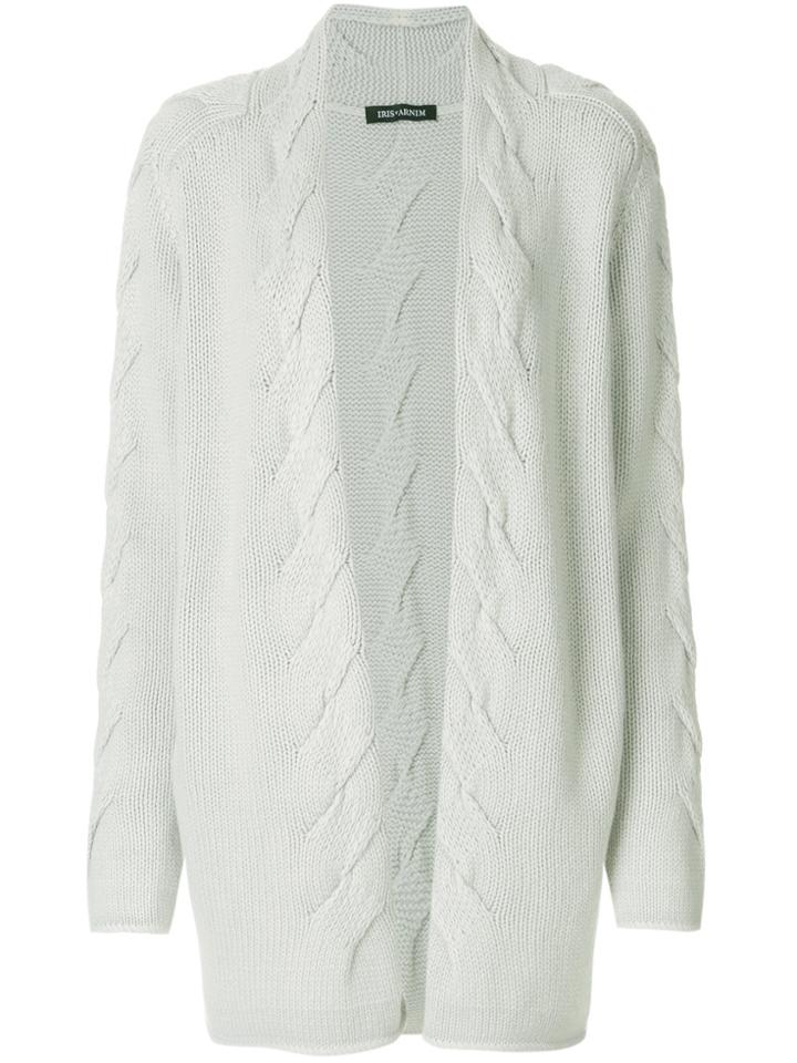 Iris Von Arnim Twist Knit Open Front Cardigan - Grey