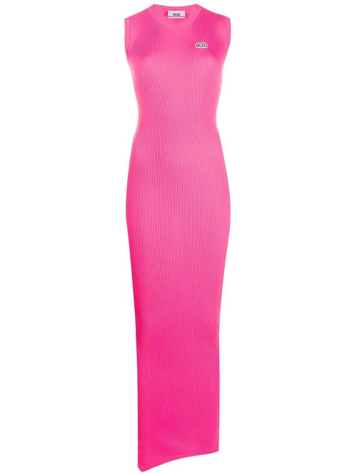 Gcds Long Sleeveless Ribbed Dress - Pink