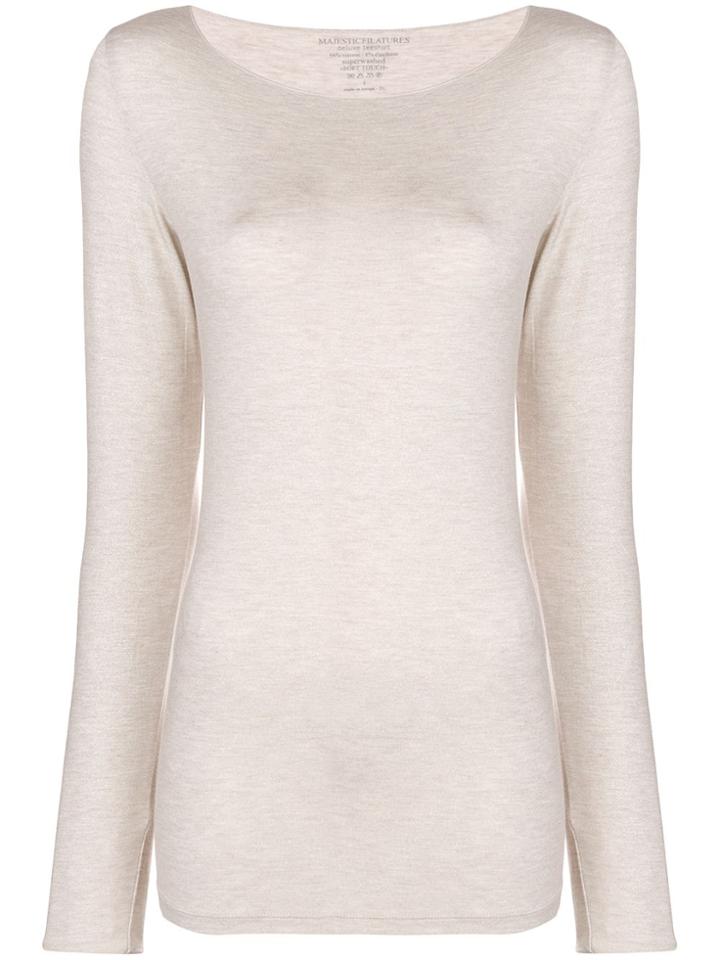 Majestic Filatures Metallic Long Sleeve Top - Nude & Neutrals