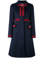 Gucci - Gg Web Bow Embellished Coat - Women - Silk/cotton/acetate/wool - 38, Blue, Silk/cotton/acetate/wool