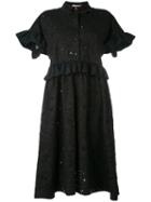 Vivetta - Embroidered Flared Sleeve Shirt Dress - Women - Cotton/polyester - 44, Black, Cotton/polyester