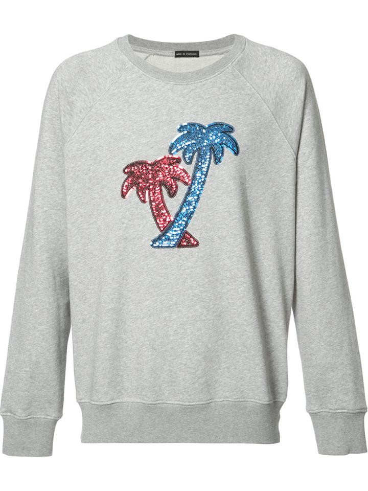 Marc Jacobs Sequin Embroidered Palm Tree Sweatshirt - Grey