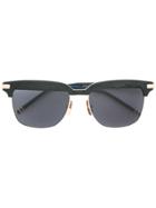 Thom Browne Eyewear Matte Black Sunglasses With Red, White And Blue