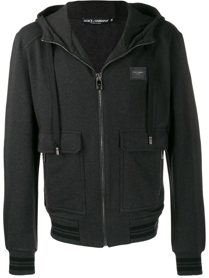 Dolce & Gabbana Zip-up Hooded Jacket - Grey