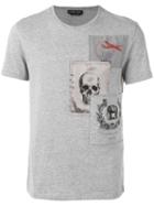 Alexander Mcqueen Patch Print T-shirt, Men's, Size: Large, Grey, Cotton