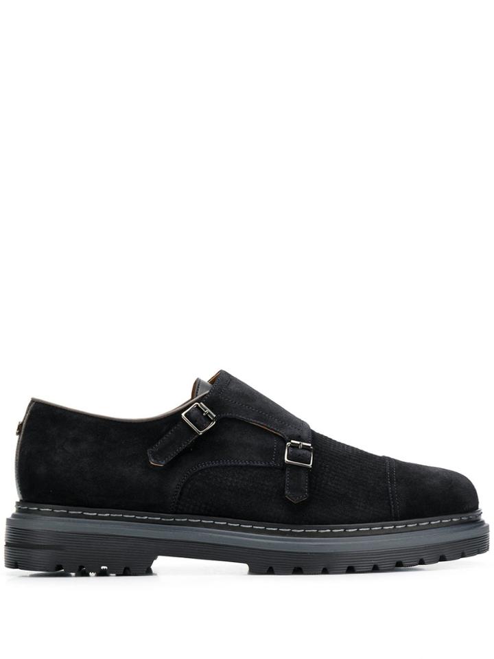 Brimarts Double Buckle Monk Shoes - Blue
