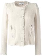 Iro Collarless Cropped Jacket, Women's, Size: 36, Nude/neutrals, Cotton