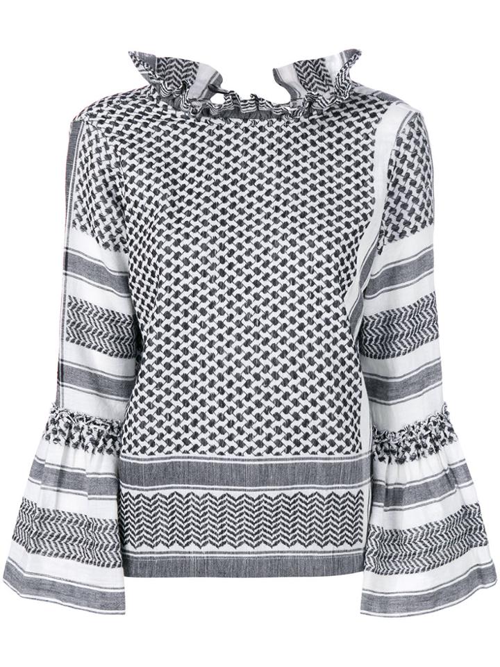 Cecilie Copenhagen Patterned Top With Bell Sleeves - Black