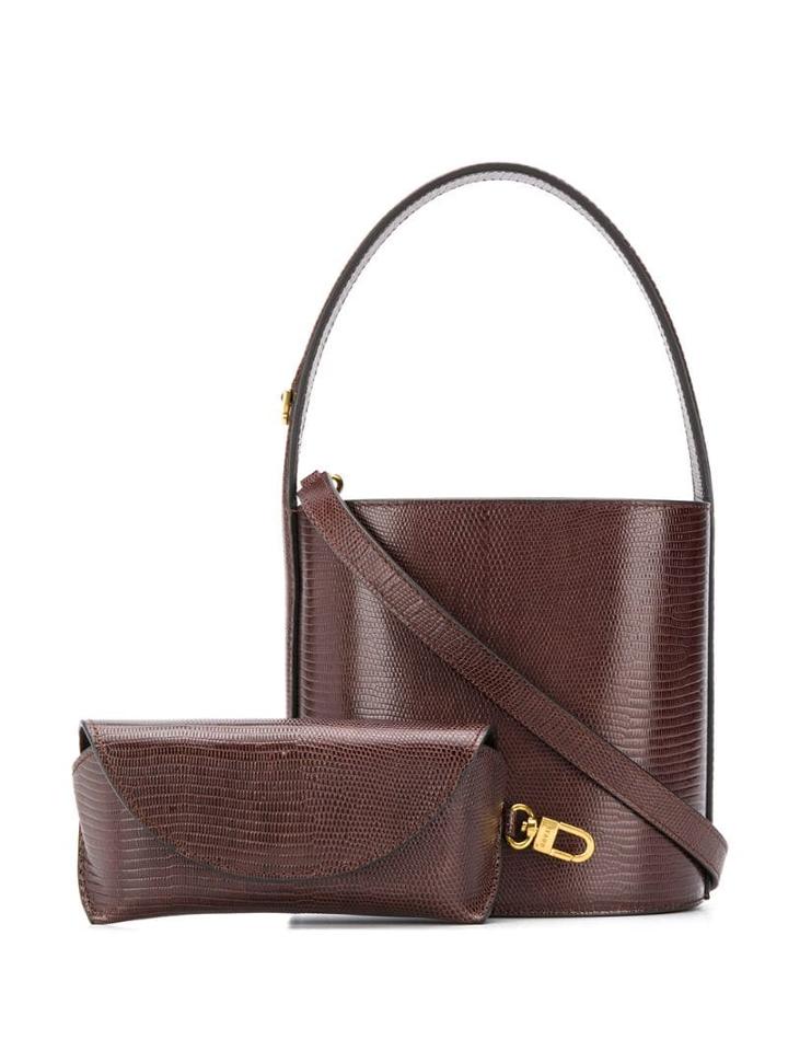 Staud Embossed Panier Shoulder Bag - Brown