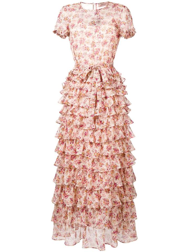Twin-set Floral Ruffle Tiered Dress - Neutrals