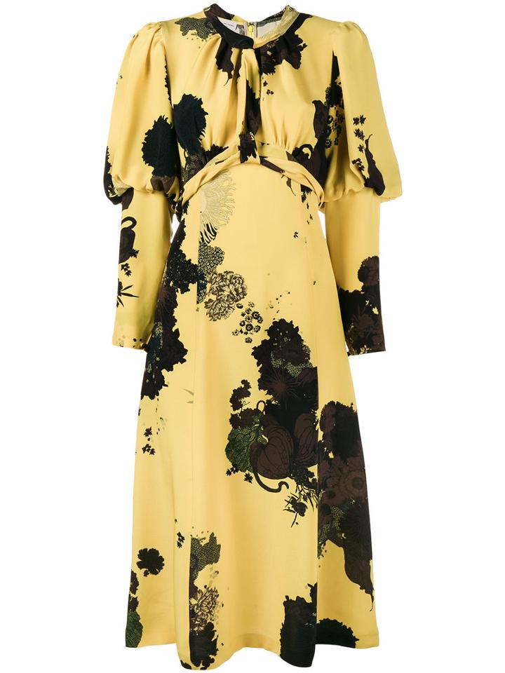 Dries Van Noten Dendy Floral Print Dress, Women's, Size: 36, Yellow/orange, Silk