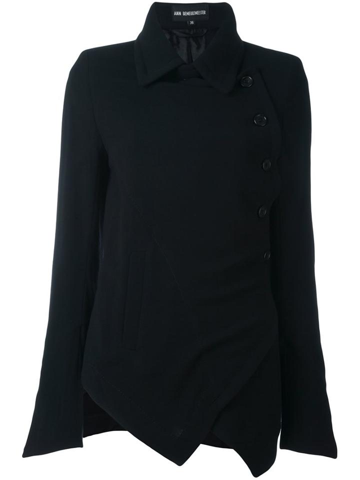 Ann Demeulemeester Asymmetric Jacket, Women's, Size: 40, Black, Nylon/spandex/elastane/rayon/virgin Wool