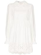 Miu Miu Broderie Anglaise Detail Shift Dress - White