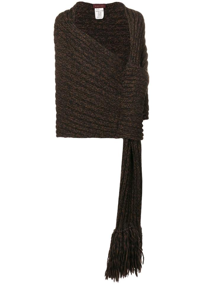 Romeo Gigli Vintage 1990's Ribbed Wrapped Shawl - Brown