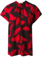 Marni Leaf Print Top, Women's, Size: 42, Black, Silk