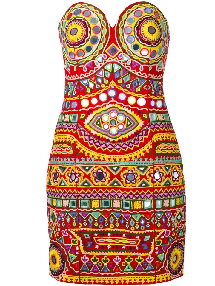 Moschino Mirror Embroidered Mini Dress, Women's, Size: 42, Cotton/polyamide/spandex/elastane