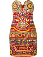 Moschino Mirror Embroidered Mini Dress, Women's, Size: 42, Cotton/polyamide/spandex/elastane