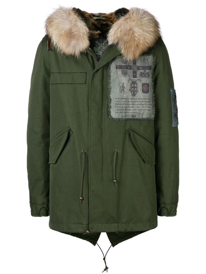 Mr & Mrs Italy Embroidered Midi Parka - Green