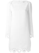 Carven Scalloped Circle-trim Dress, Women's, Size: 40, White, Triacetate/polyester