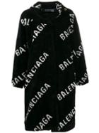 Balenciaga All Over Logo Coat - Black