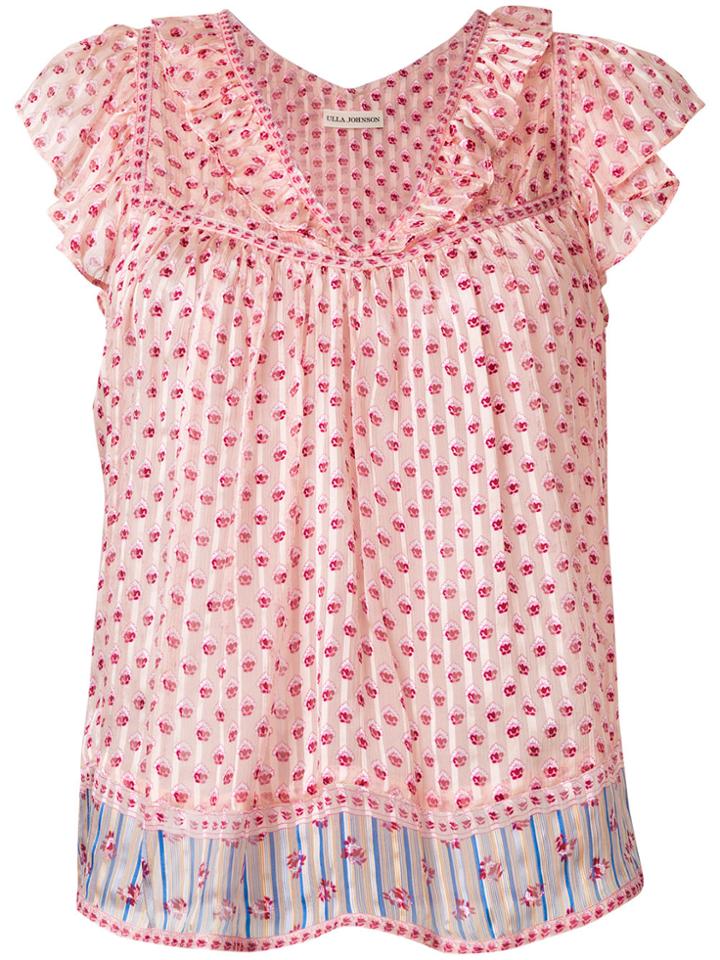 Ulla Johnson Floral Shift Blouse - Pink & Purple