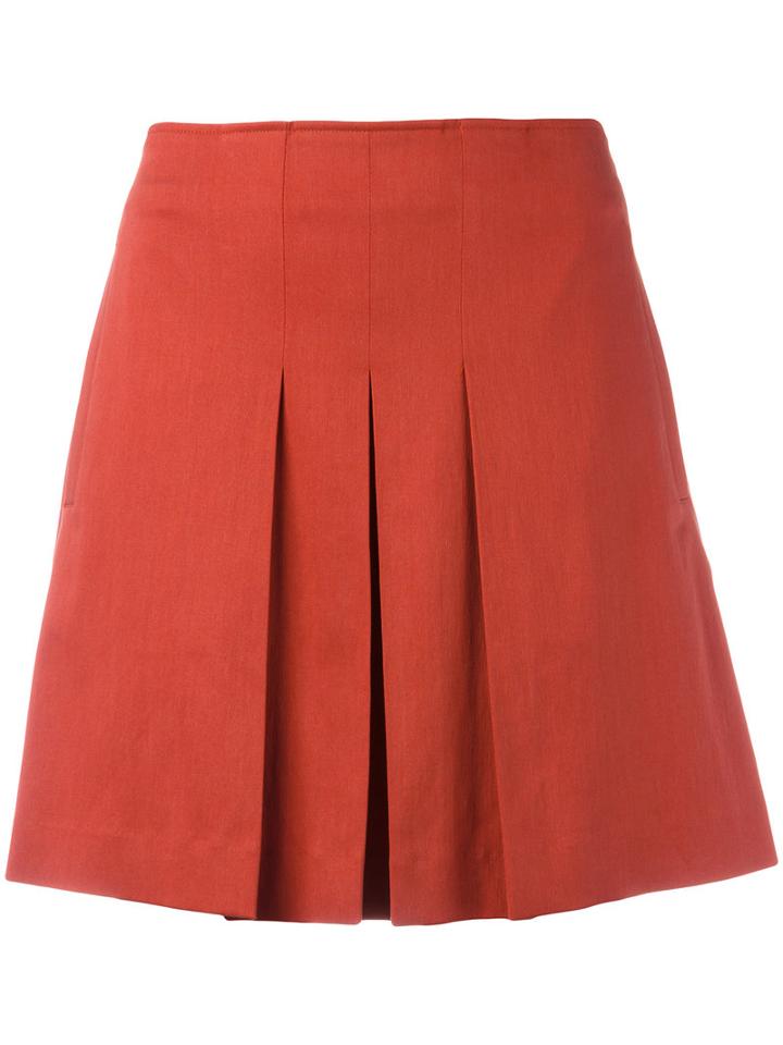 A.p.c. Pleated Mini Skirt, Women's, Size: 36, Yellow/orange, Cotton/spandex/elastane/lyocell