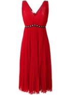 Giamba Pleated Dress, Women's, Size: 40, Red, Polyester