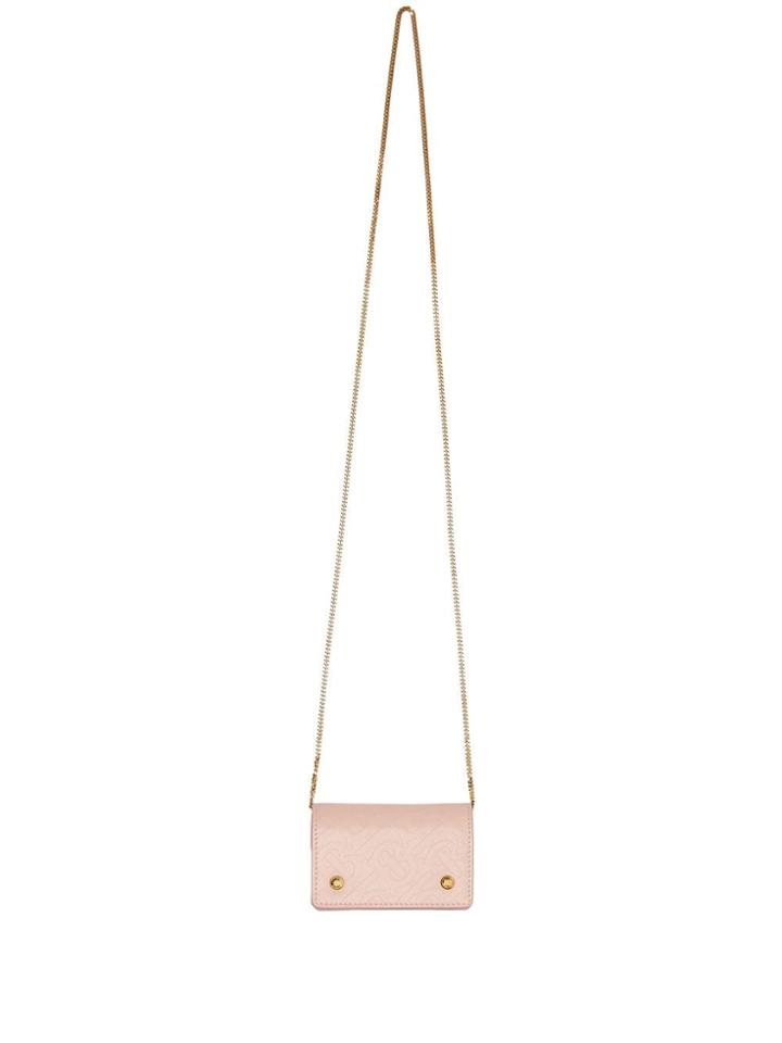 Burberry Monogram Leather Card Case With Detachable Strap - Pink