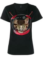 Pinko Embellished Cat Head T-shirt - Black
