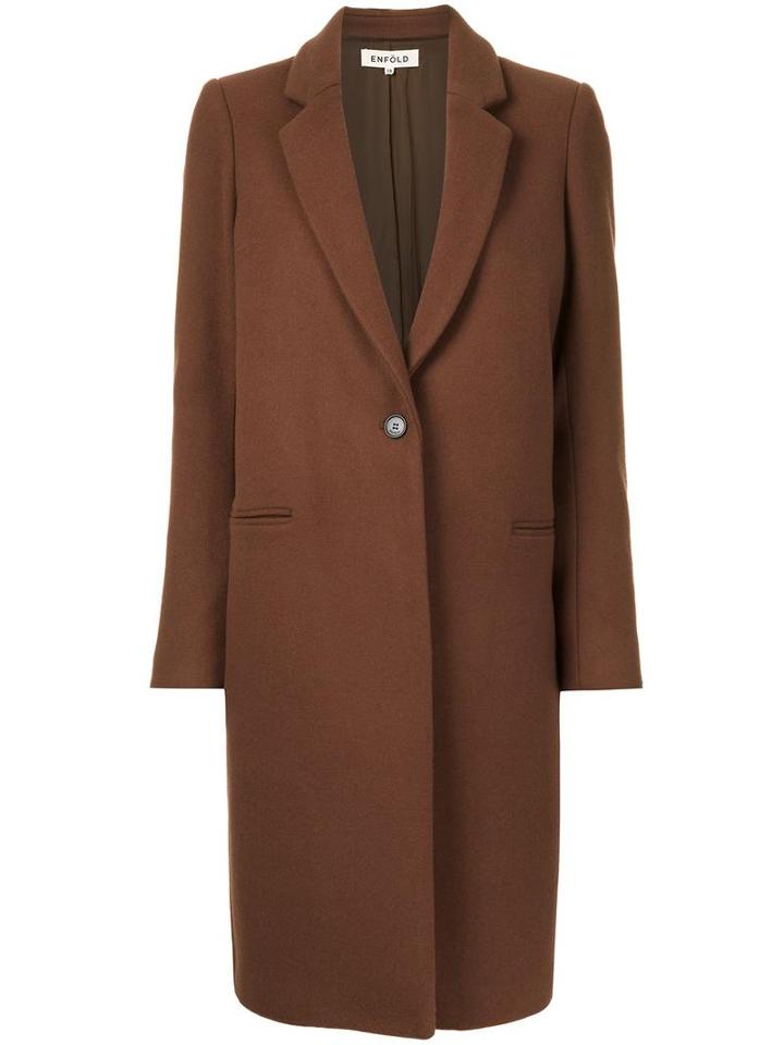 Enföld Single Breasted Coat, Women's, Size: 36, Brown, Nylon/cupro/wool