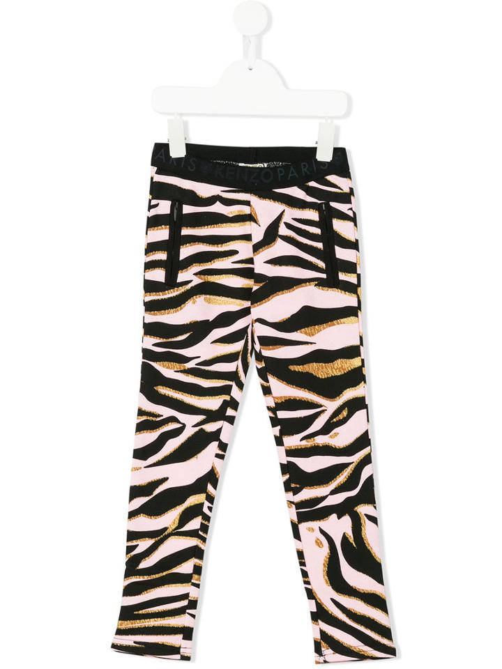Kenzo Kids - Tiger Stripes Leggings - Kids - Cotton - 10 Yrs, Pink/purple