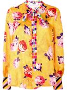 Msgm Contrast Trim Floral Blouse - Yellow