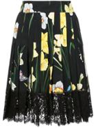 Dolce & Gabbana Floral Print Pleated Skirt - Black