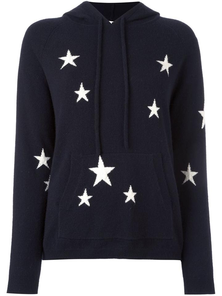 Chinti And Parker Star Intarsia Hooded Sweater, Women's, Size: Xl, Blue, Cashmere